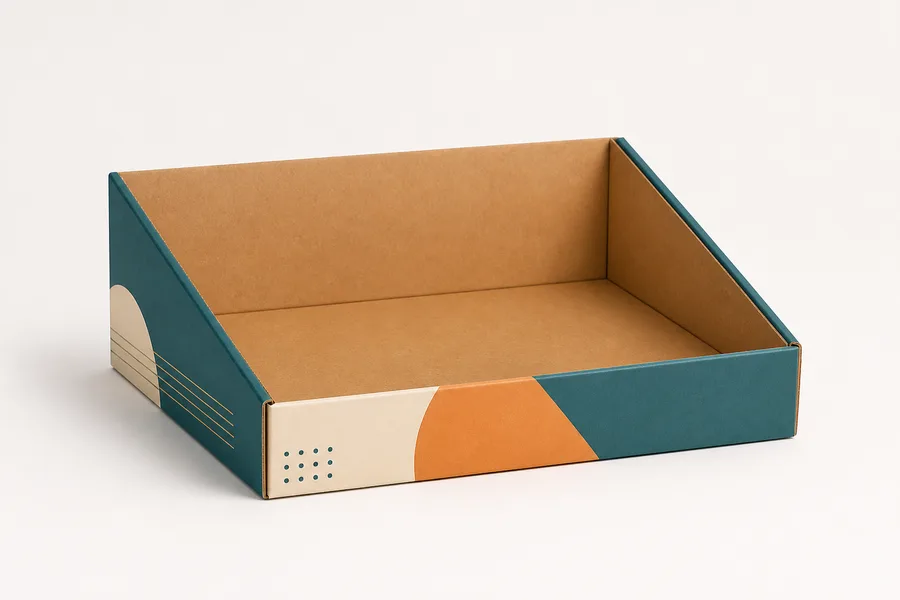 Bevelled display tray Finished box