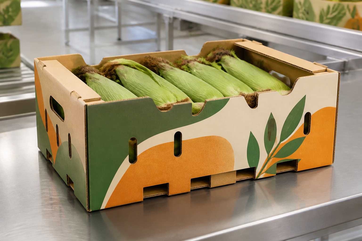 Sweet corn with an unbranded sweet-corn field carton